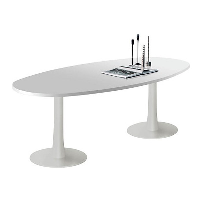 Quadrifoglio Konferenztisch Idea+ lichtgrau oval, Säulenfuß weiß, 240,0 x 110,0 x 74,0 cm
