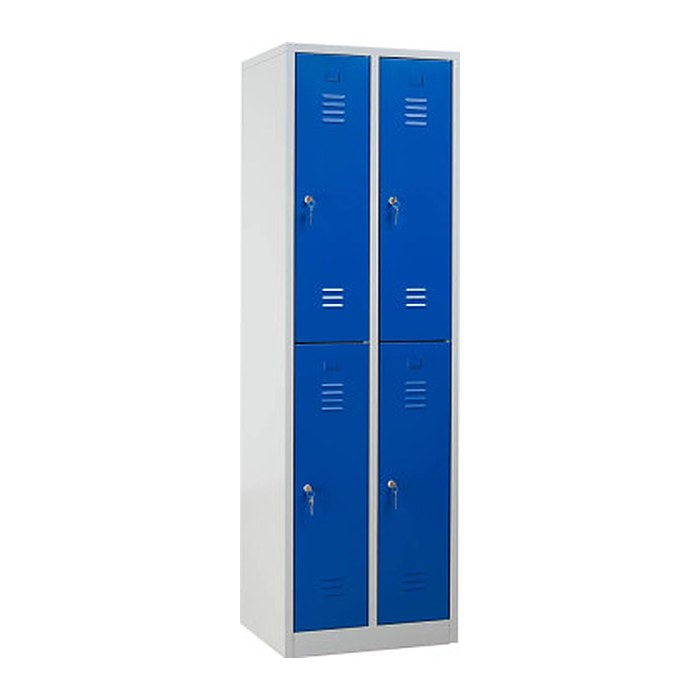 Gürkan Spind lichtgrau, enzianblau 105928, 4 Schließfächer 60,0 x 50,0 x 195,0 cm