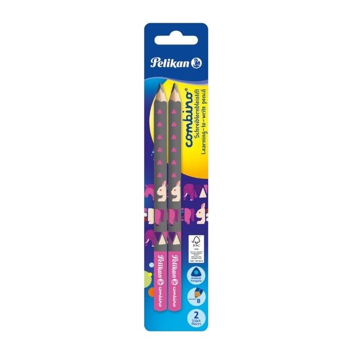 Pelikan Combino Schreiblern- Bleistifte B pink mit Tiermotiv, 2 St.