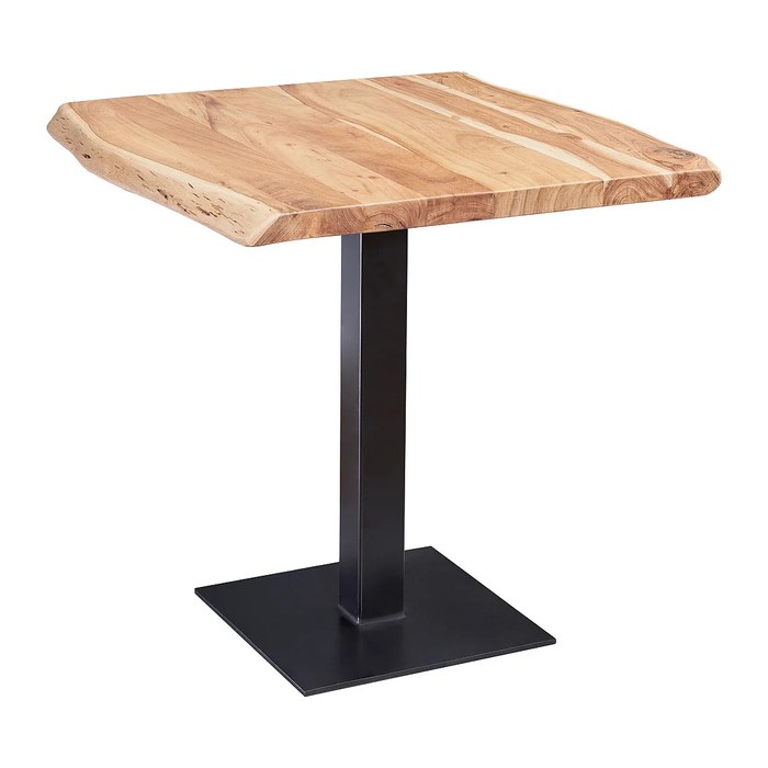 WOHNLING Esstisch akazie quadratisch, Mittelfuß schwarz, 80,0 x 75,0 x 75,0 cm