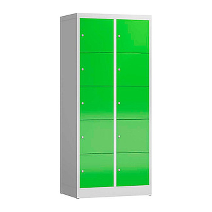ClassiX Schließfachschrank gelbgrün, lichtgrau X-523525, 10 Schließfächer 80,0 x 50,0 x 180,0 cm