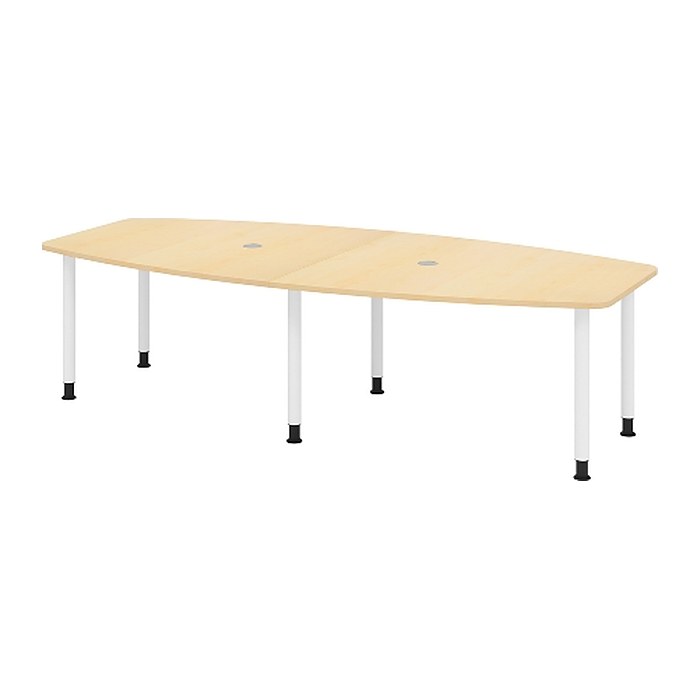 HAMMERBACHER Konferenztisch KT28C ahorn Tonnenform, Rundrohr weiß, 280,0 x 85,0/130,0 x 72,0 - 74,0 cm