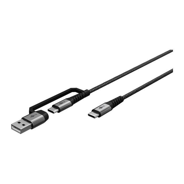 goobay USB 2.0 C/USB 2.0 C, 2.0 A USB-Kabel 1,0 m grau, schwarz, 1 St.