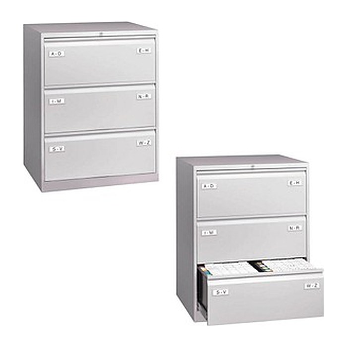 BISLEY LIGHT Hängeregistraturschrank lichtgrau 3 Schubladen 80,0 x 62,2 x 101,6 cm, 1 St.
