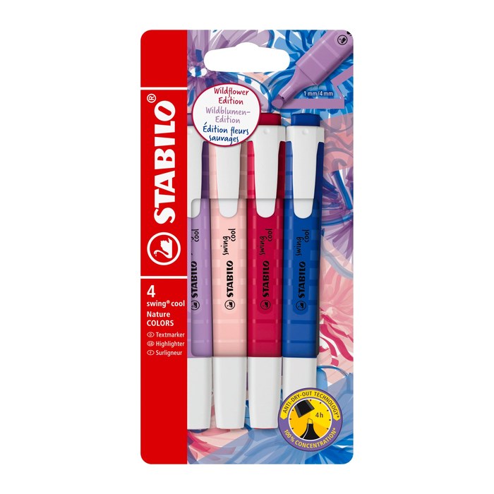 STABILO swing cool NatureCOLORS Wildflower Textmarker farbsortiert, 4 St.