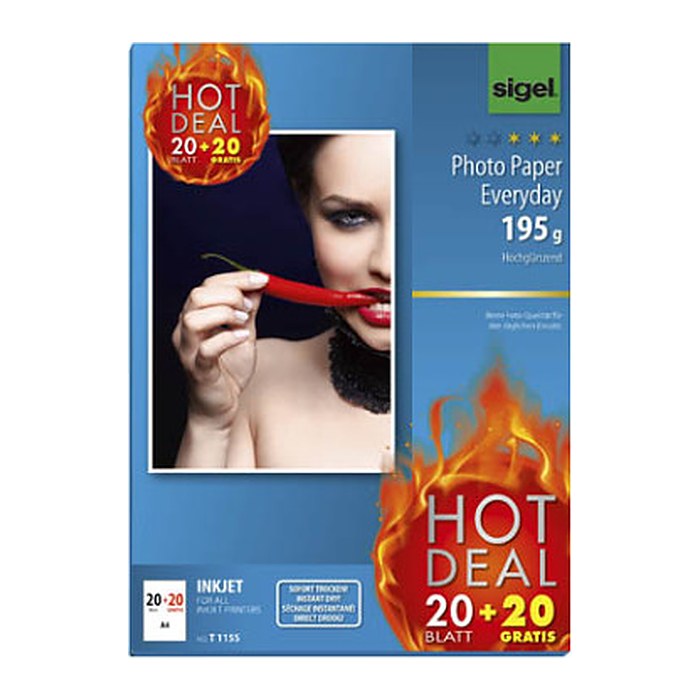 SIGEL Fotopapier DIN A4 hochglänzend 195 g/qm 40 Blatt