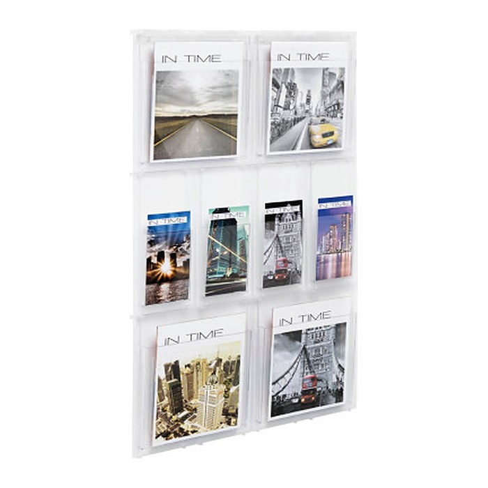 helit Wandprospekthalter the placativ transparent DIN A4, 1/3 DIN A4 8 Fächern 56,8 x 5,4 x 97,8 cm, 1 St.