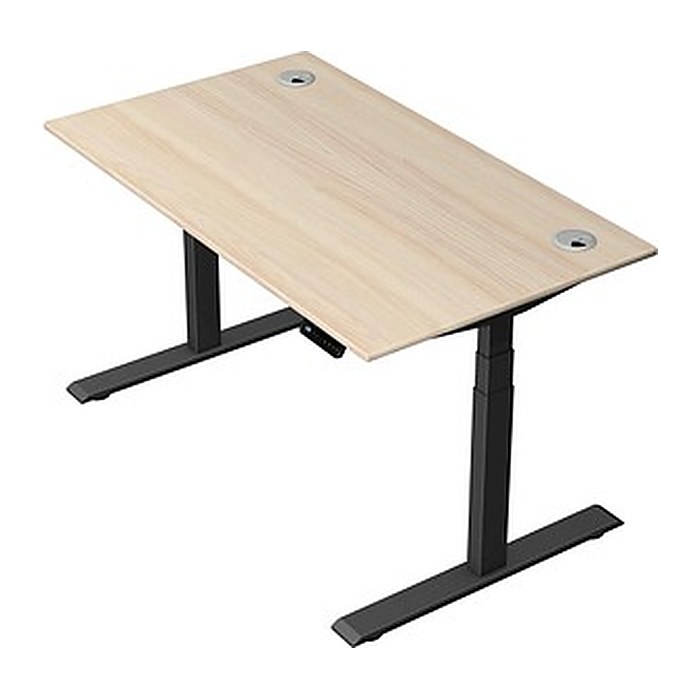 Kerkmann Move 2 Plus elektrisch höhenverstellbarer Schreibtisch ahorn rechteckig, T-Fuß-Gestell anthrazit 140,0 x 80,0 cm