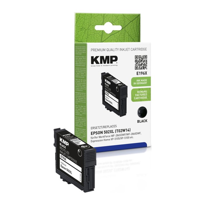 KMP E196X schwarz Druckerpatrone kompatibel zu EPSON 502XL (T02W14)