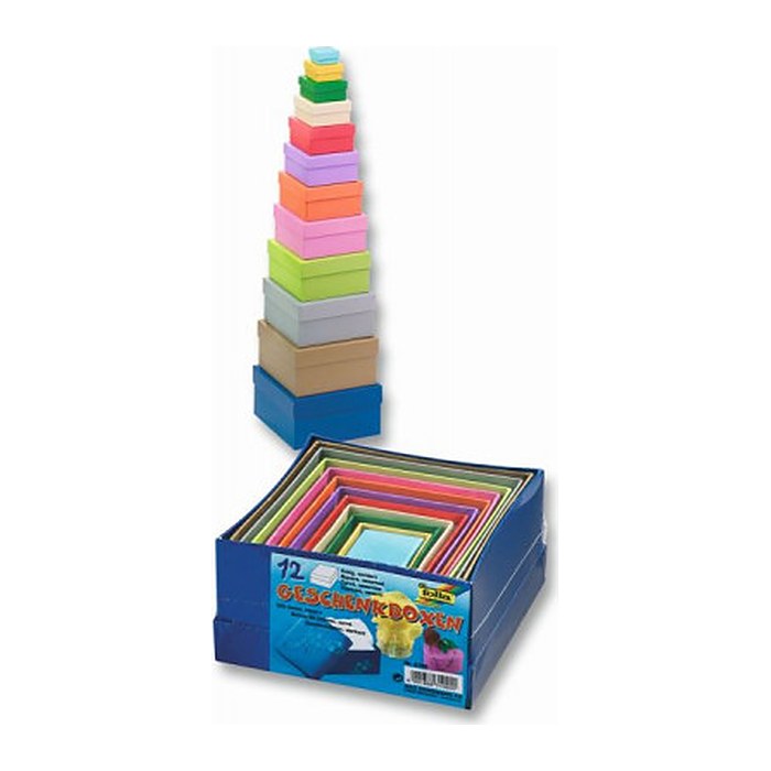 folia Geschenkboxen bunt 14,5 x 14,0 x 7,4 cm, 12 St.
