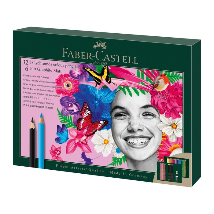 FABER-CASTELL Polychromos & Pitt Graphite Matt Malset farbsortiert, 40 St.