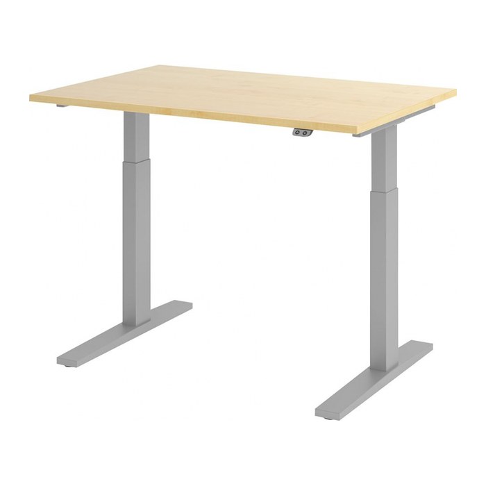 HAMMERBACHER XMKA12 elektrisch höhenverstellbarer Schreibtisch ahorn rechteckig, C-Fuß-Gestell silber 120,0 x 80,0 cm