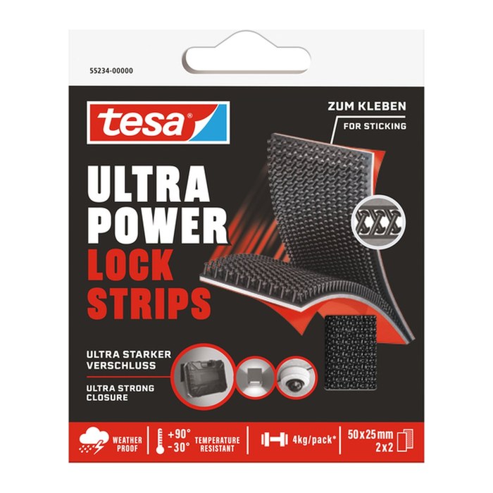 tesa Klettband Ultra Power Lock schwarz, 4 St.