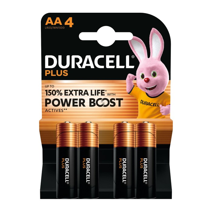 DURACELL Batterien PLUS Alkali-Mangan Mignon AA 1,5 V, 4 St.