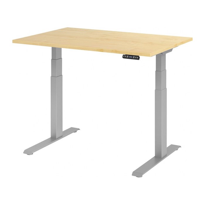 HAMMERBACHER XDKB12 elektrisch höhenverstellbarer Schreibtisch ahorn rechteckig, C-Fuß-Gestell silber 120,0 x 80,0 cm