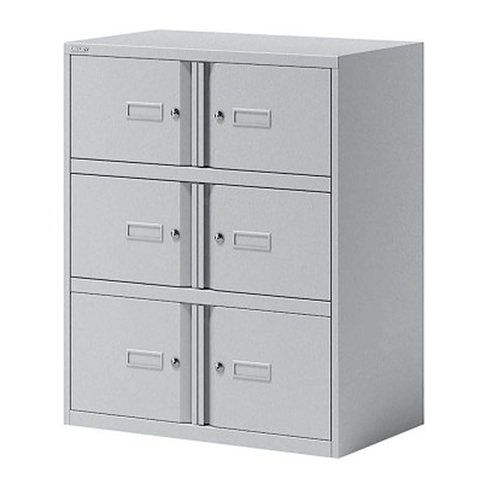 BISLEY Schließfachschrank Essentials lichtgrau YELD0810645, 6 Schließfächer 80,0 x 47,0 x 100,0 cm