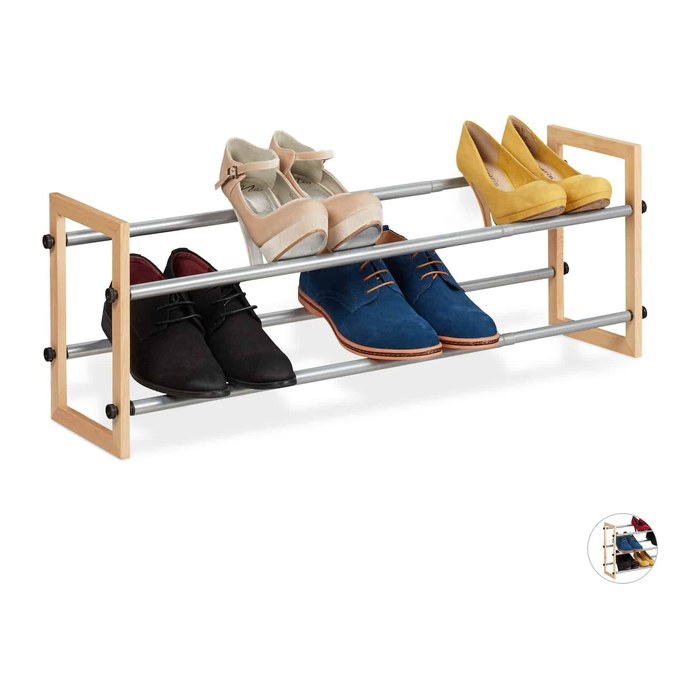 relaxdays Schuhregal silber, braun 118,0 x 20,0 x 30,0 cm, 1 St.