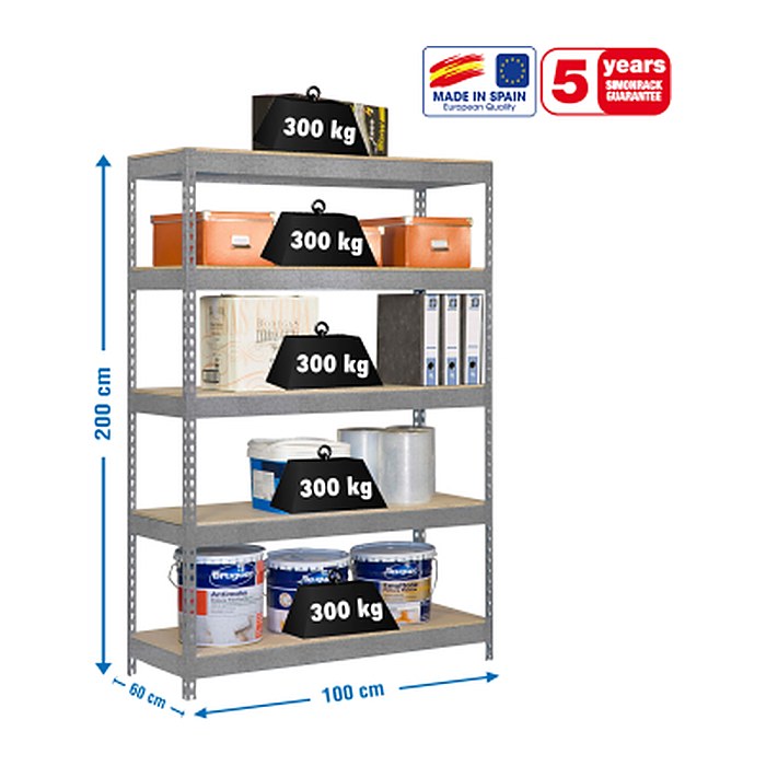 Simonrack Schwerlastregal KIT BRICOFORTE 1006-5 CHIPBOARD 778100040201065 verzinkt 100,0 x 60,0 x 200,0 cm