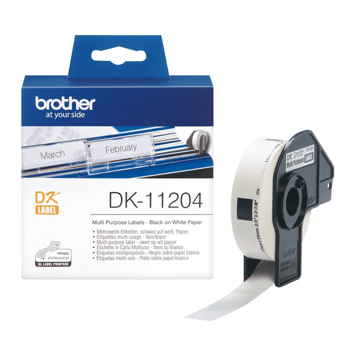 brother Etikettenrolle für Etikettendrucker DK11204 weiß, 17,0 x 54,0 mm, 1 x 400 Etiketten