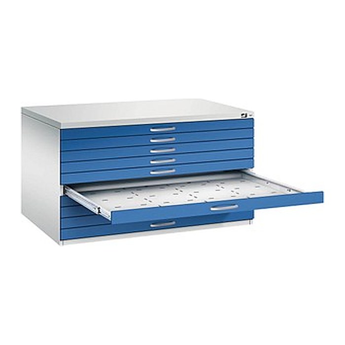 CP 7200 Planschrank lichtgrau, enzianblau 10 Schubladen 135,0 x 96,0 x 76,0 cm, 1 St.
