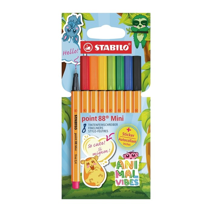 STABILO point 88 Mini Animal Vibes Fineliner farbsortiert 0,4 mm, 8 St.