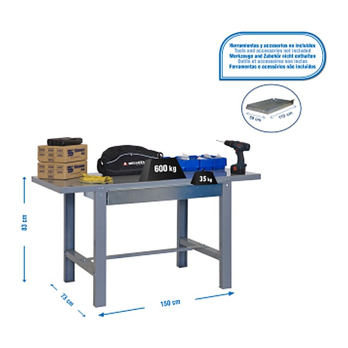 Simonrack Werkbank SIMONWORK BT6 BOX grau 1 Schublade 150,0 x 73,0 x 83,0 cm