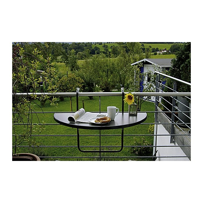 barths Butler Balkonhängetisch halbrund Kunststoff anthrazit 100,0 x 50,0 x 8,0 cm, 1 St.