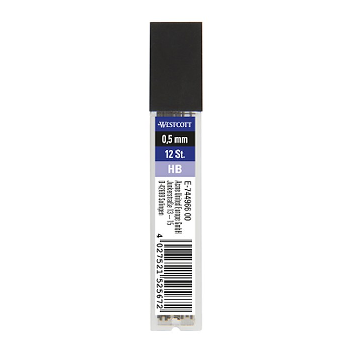 WESTCOTT Feinminen-Bleistiftminen schwarz HB 0,5 mm, 12 St.