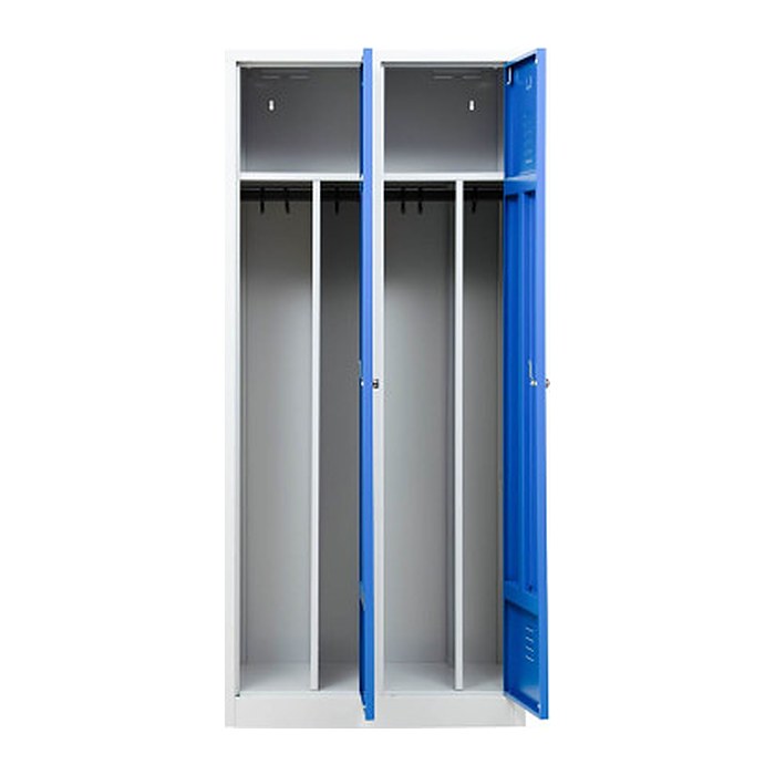 Gürkan Spind lichtgrau, enzianblau 104052, 2 Schließfächer 80,0 x 50,0 x 180,0 cm