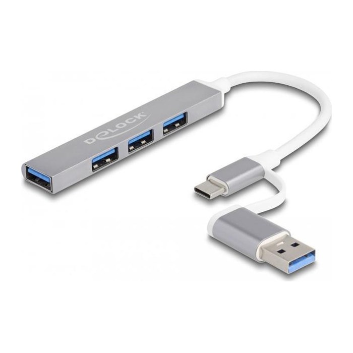 DeLOCK USB-Hub 4-fach silber