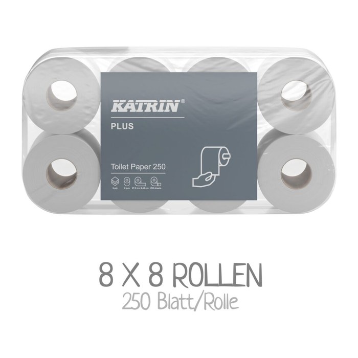 KATRIN Toilettenpapier Plus 3-lagig, 64 Rollen