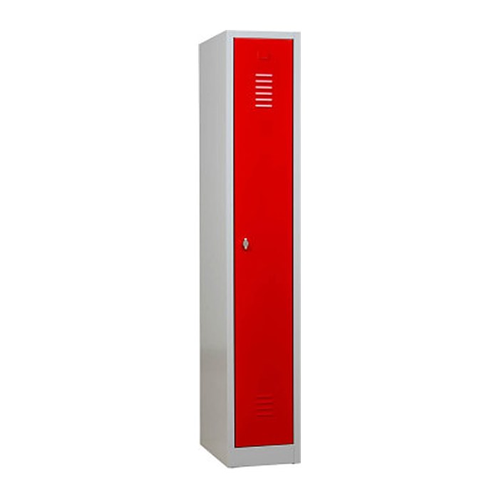 Gürkan Spind lichtgrau, feuerrot 104758, 1 Schließfach 30,0 x 50,0 x 180,0 cm