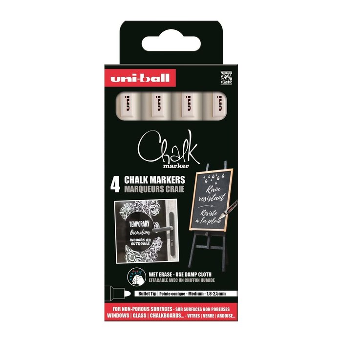 uni-ball Chalk PWE-5M Kreidemarker weiß 1,0 - 2,0 mm, 4 St.