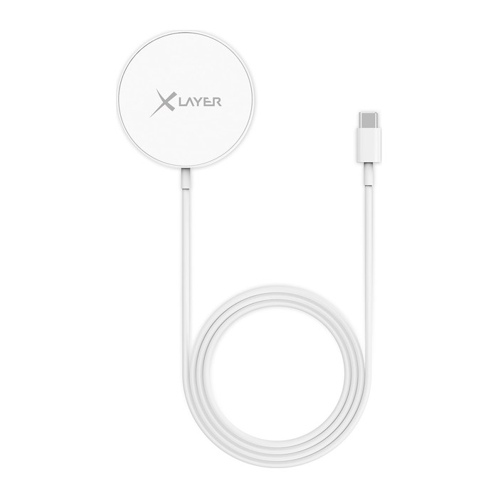 XLAYER Wireless Charging Pad Magnetic Induktive Ladestation weiß, Kabellänge: 1,5 m, 15 Watt
