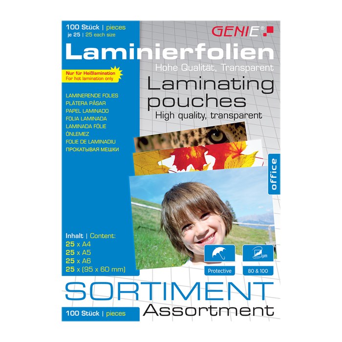 GENIE Laminiertaschen 100 Sortimentspack - Folien