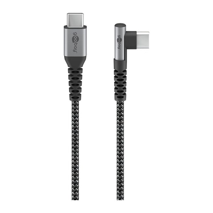 goobay USB-C USB-Kabel 1,0 m grau, schwarz, 1 St.