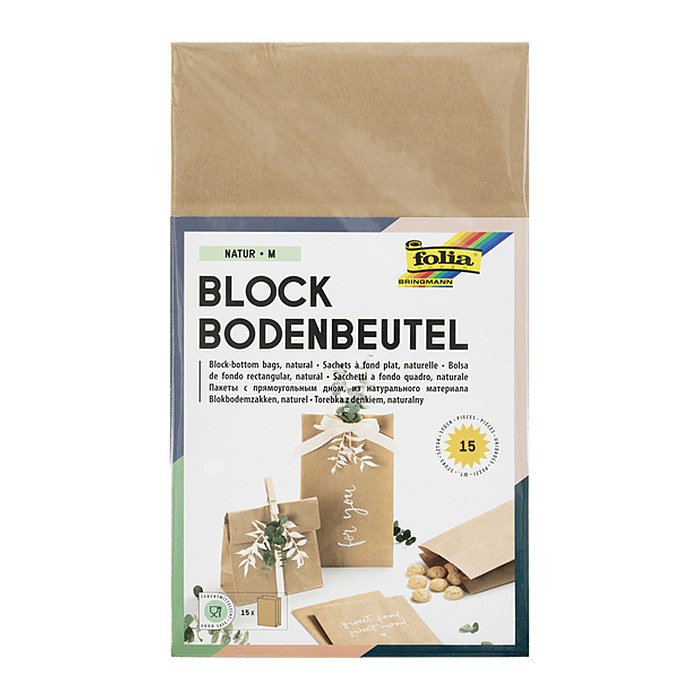 folia Faltenbeutel M natur braun 12,0 x 21,0 cm, 15 St.