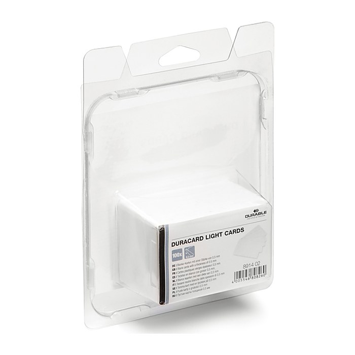 DURABLE DURACARD dünn Blanko-Plastikkarten weiß, 100 St.