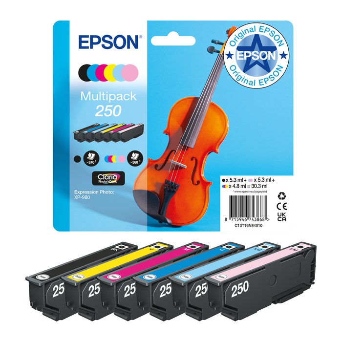 EPSON 250 (Violine) mehrfarbig Druckerpatronen, 6er-Set