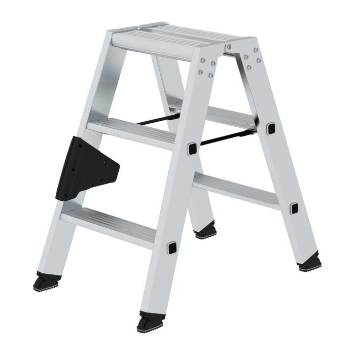 MUNK Stehleiter beidseitig 40206 silber 2x 3 Stufen, H: 67,0 cm