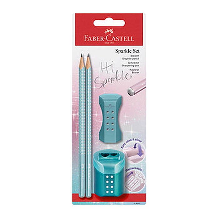 FABER-CASTELL Grip Sparkle Bleistift-Set B ocean metallic, 1 Set