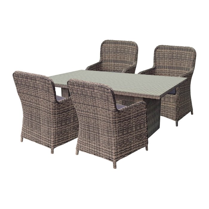 Garden Pleasure Sitzgruppe BORDEAUX dunkelgrau, schwarz Kunststoff, Metall, 9-teilig