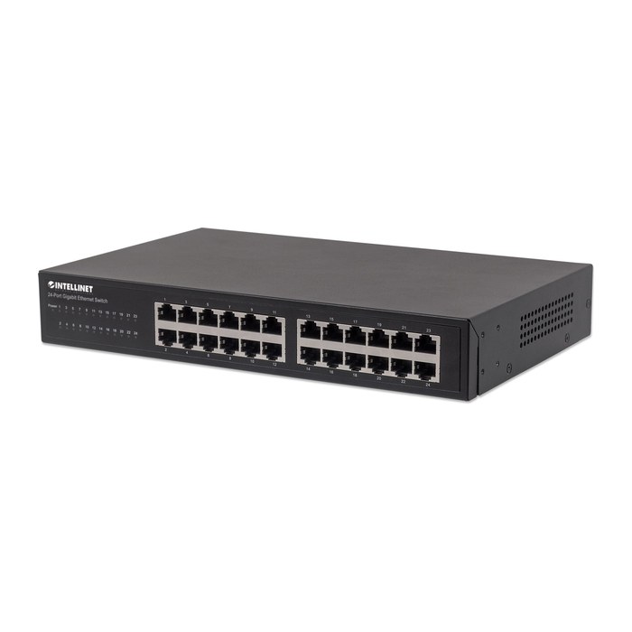 INTELLINET 24-Port Gigabit Switch Desktop & 19"Rackmount Met