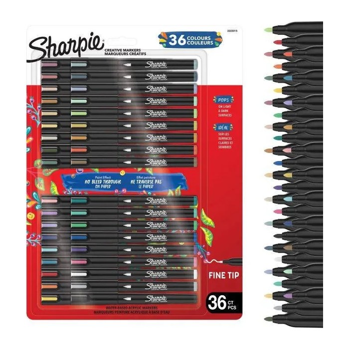 Sharpie Kreativmarker Rundspitze fein Acryl versch.Farb 36er Blister
