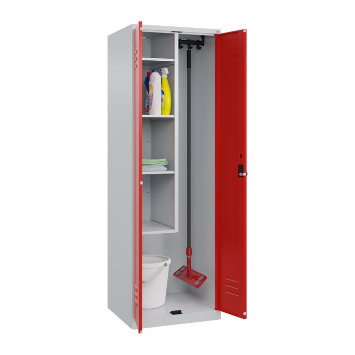 CP Putzmittelschrank Classic Plus 080100-00 S10002 verkehrsrot, lichtgrau 4 Fachböden 60,0 x 50,0 x 185,0 cm, aufgebaut, 1 St.