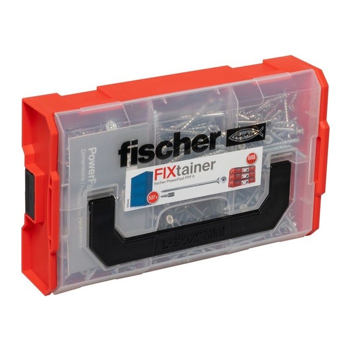 fischer Holzbauschrauben-Sortiment FixTainer PowerFast II TX TG 562272 4/4,5/5 mm x 35/40/45/50/60/70 mm