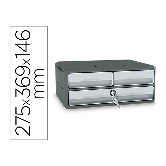 cep Schubladenbox MoovUp mit Schloss  lichtgrau 1091216361, DIN A4 quer mit 3 Schubladen, 1 St.