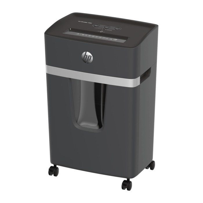 HP Pro Shredder 10MC Aktenvernichter mit Partikelschnitt P-5, 2 x 15 mm, bis 10 Blatt, schwarz