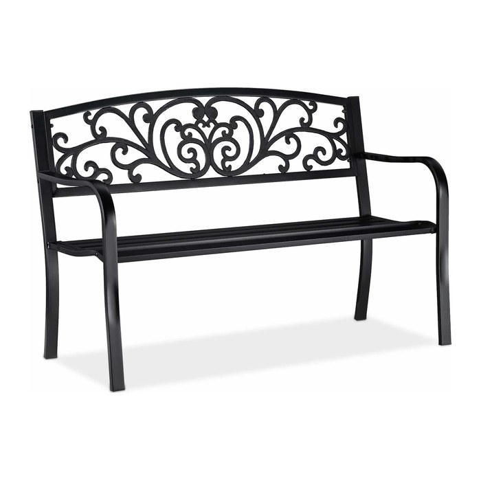 relaxdays Gartenbank 10026114_0 schwarz Metall 127,0 cm