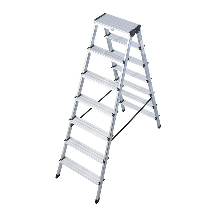 KRAUSE Stehleiter beidseitig MONTO Dopplo silber 2x 7 Stufen, H: 164,0 cm